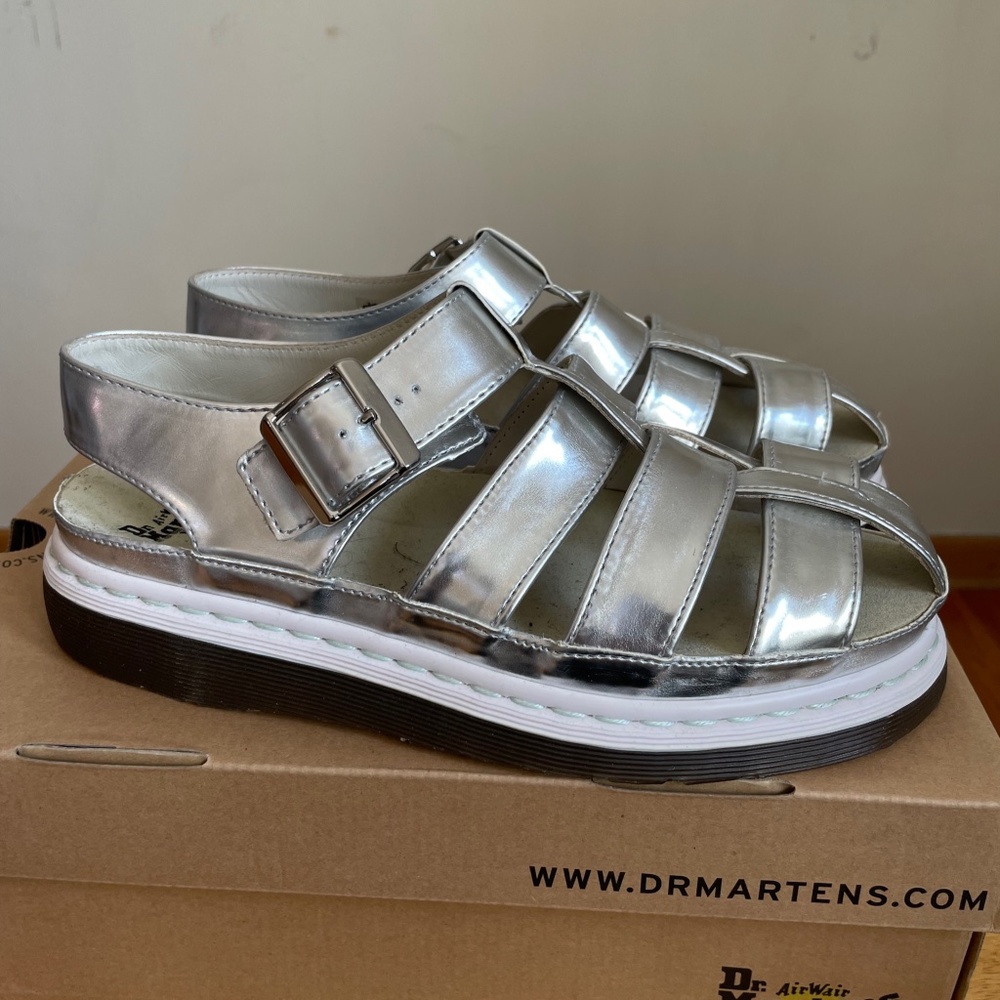 Dr. Martens Aggy Interlace Silver Sandals Agyness Deyn